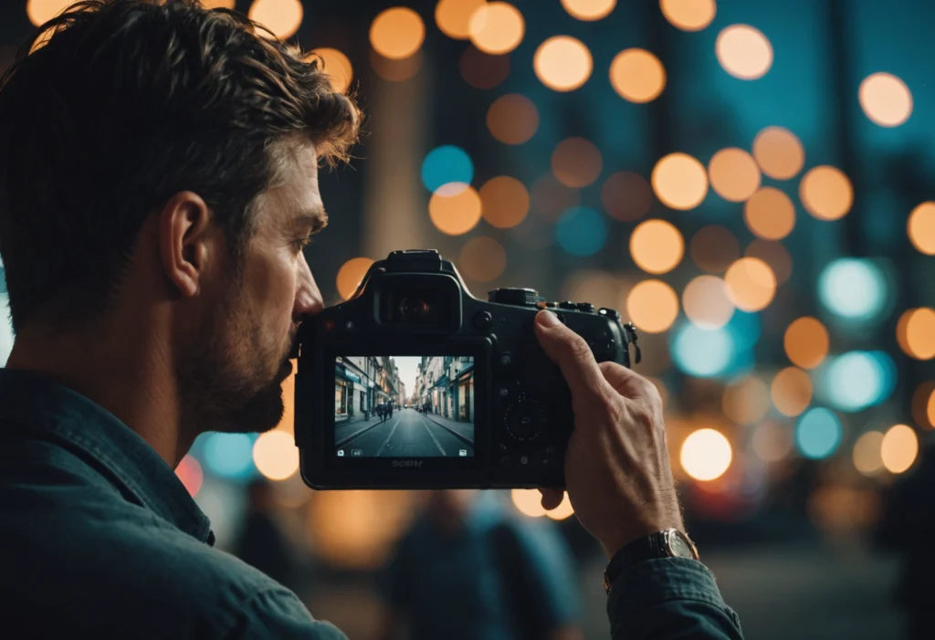 Человек смотрит старые фотографии