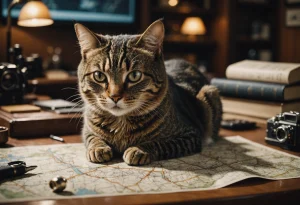 Кот шпион за столом