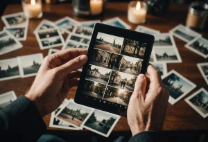 Человек вспоминает старые фото