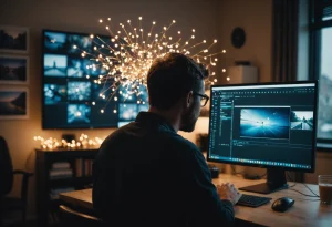 Человек смотрит на экран